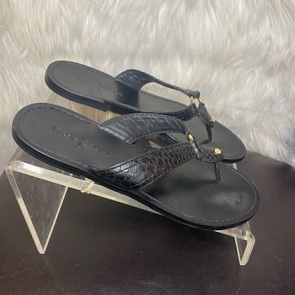 Cole Haan black thong leather sandals Flip Flops Woman’s Size 7.5B - Picture 5 of 10